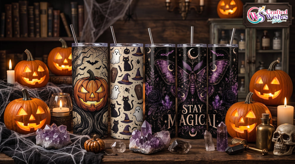 Halloween tumbler ideas featuring spooky 20oz sublimation designs