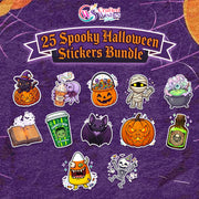 25 Halloween Sticker PNG Bundle | Cute Spooky Printable Digital Stickers