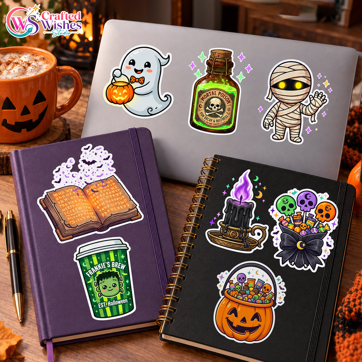 25 Halloween Sticker PNG Bundle | Cute Spooky Printable Digital Stickers