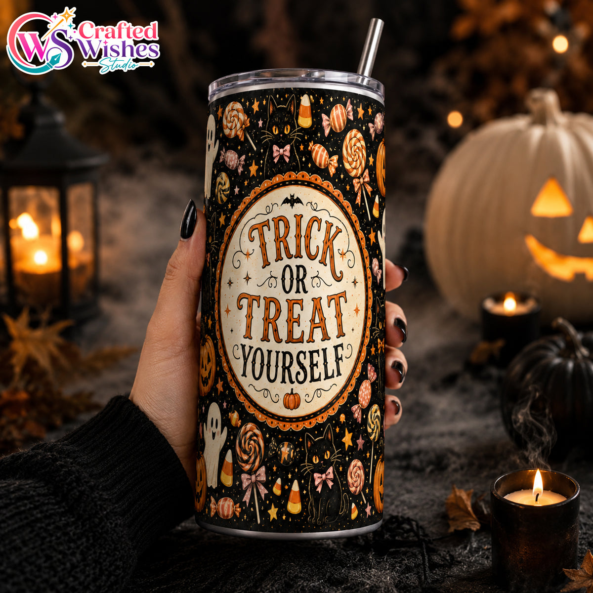 Spooky Season Ultimate Crafter & Planner Bundle – 25+ Halloween 20oz Tumbler Wraps & GoodNotes Digital Stickers (Commercial License Included)