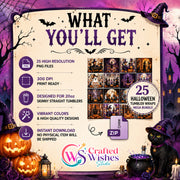 Spooky Season Ultimate Crafter & Planner Bundle – 25+ Halloween 20oz Tumbler Wraps & GoodNotes Digital Stickers (Commercial License Included)