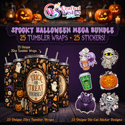 Spooky Season Ultimate Crafter & Planner Bundle – 25+ Halloween 20oz Tumbler Wraps & GoodNotes Digital Stickers (Commercial License Included)