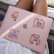 30 Cute Girly Printable Stickers PNG Bundle, Feminine Digital Sticker Pack, Pink Aesthetic Planner Journal & Laptop Stickers