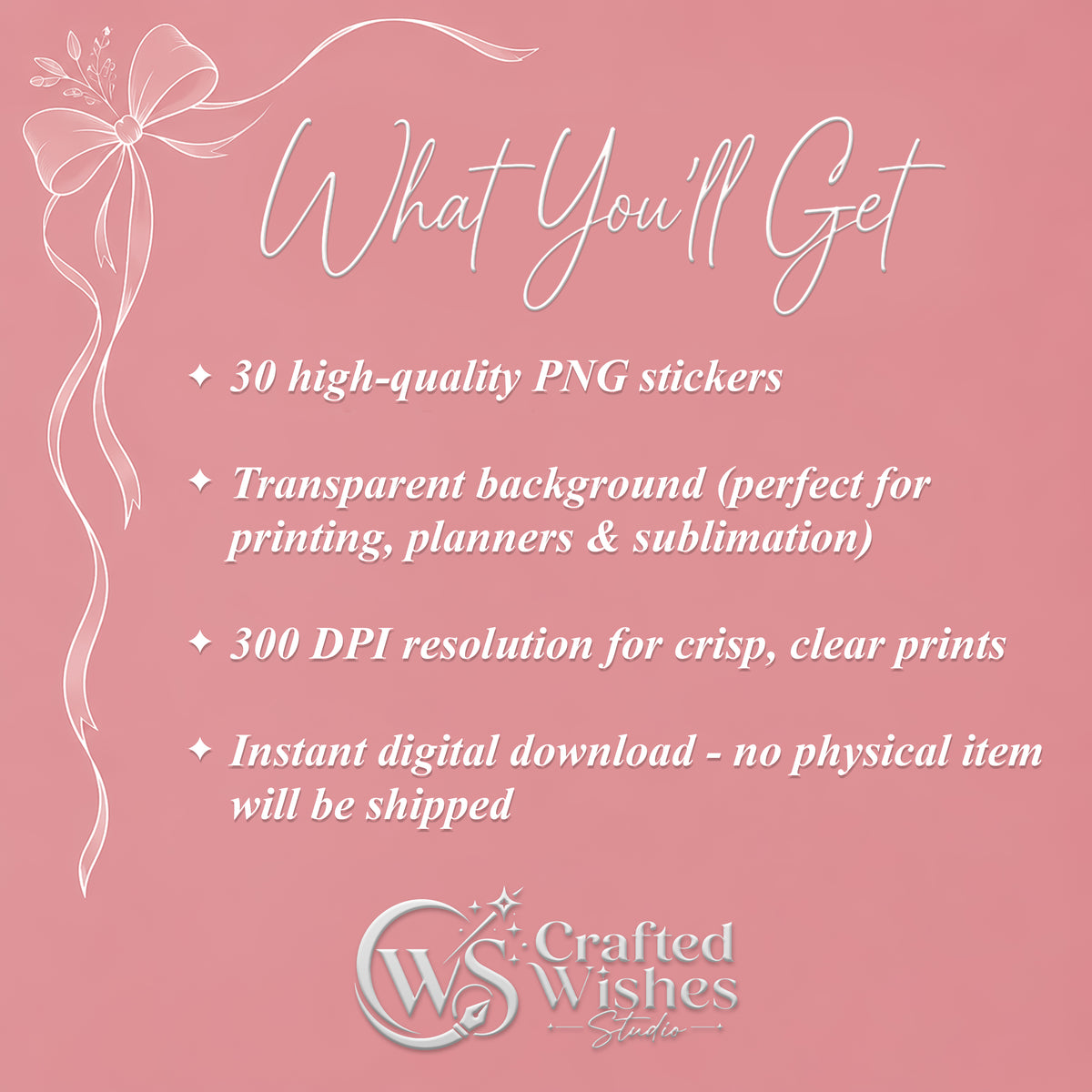 30 Cute Girly Printable Stickers PNG Bundle, Feminine Digital Sticker Pack, Pink Aesthetic Planner Journal & Laptop Stickers