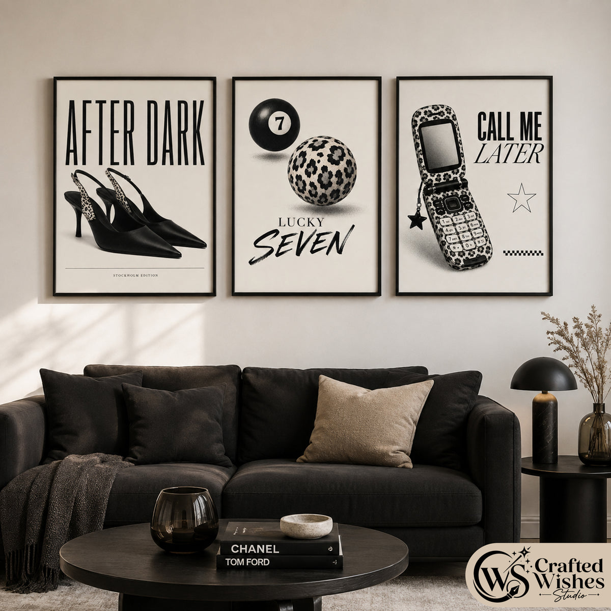 Stockholm Style Black & White Wall Art Set of 5, Leopard Y2K Fashion Printable Posters, Chic Gallery Wall Digital Download