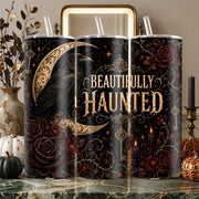 Beautifully Haunted Gothic Halloween Tumbler Wrap PNG | Raven 20oz Skinny Tumbler Sublimation Design