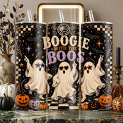 Boogie With The Boos Halloween Tumbler Wrap PNG | Ghost 20oz Skinny Tumbler Sublimation Design