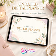 Undated Digital Planner Bundle | Hyperlinked iPad & Android Planner + 10 Covers + 10 Digital Stickers