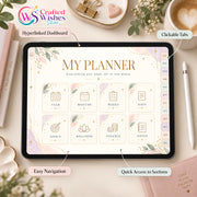 Undated Digital Planner Bundle | Hyperlinked iPad & Android Planner + 10 Covers + 10 Digital Stickers
