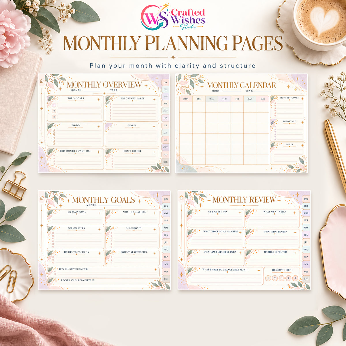 Undated Digital Planner Bundle | Hyperlinked iPad & Android Planner + 10 Covers + 10 Digital Stickers