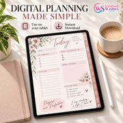 Undated Digital Planner Bundle | Hyperlinked iPad & Android Planner + 10 Covers + 10 Digital Stickers