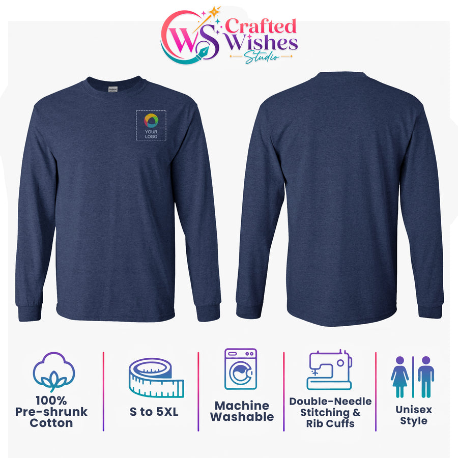 Custom Logo Gildan 2400 Ultra Cotton Long Sleeve T-Shirt | Personalized Printed Unisex Business Apparel