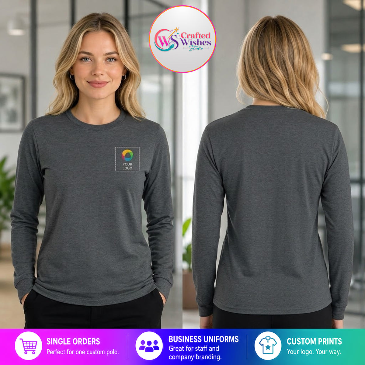 Custom Logo Gildan 2400 Ultra Cotton Long Sleeve T-Shirt | Personalized Printed Unisex Business Apparel