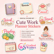 48 Cute Work Planner Stickers PNG Bundle | Digital Planner Stickers for GoodNotes, iPad & Journaling