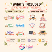 48 Cute Work Planner Stickers PNG Bundle | Digital Planner Stickers for GoodNotes, iPad & Journaling