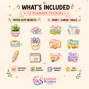 48 Cute Work Planner Stickers PNG Bundle | Digital Planner Stickers for GoodNotes, iPad & Journaling