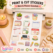48 Cute Work Planner Stickers PNG Bundle | Digital Planner Stickers for GoodNotes, iPad & Journaling