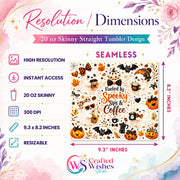 Halloween Ghost Coffee Tumbler Wrap PNG, 20oz Skinny Tumbler Sublimation Design, Spooky Coffee Digital Download