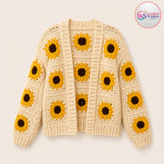 Handmade Sunflower Granny Square Cardigan | Custom Colors