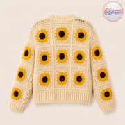 Handmade Sunflower Granny Square Cardigan | Custom Colors