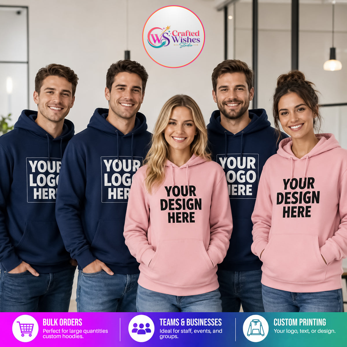 Custom Logo Unisex Hoodie | Personalized Business & Team Hoodie | Bulk Custom Printed Hoodies