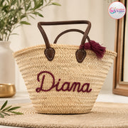Personalized Embroidered Straw Tote Bag | Custom Name Beach & Bridesmaid Bag