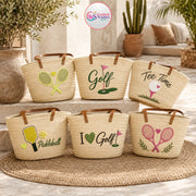 Personalized Embroidered Straw Tote Bag | Custom Name Beach & Bridesmaid Bag