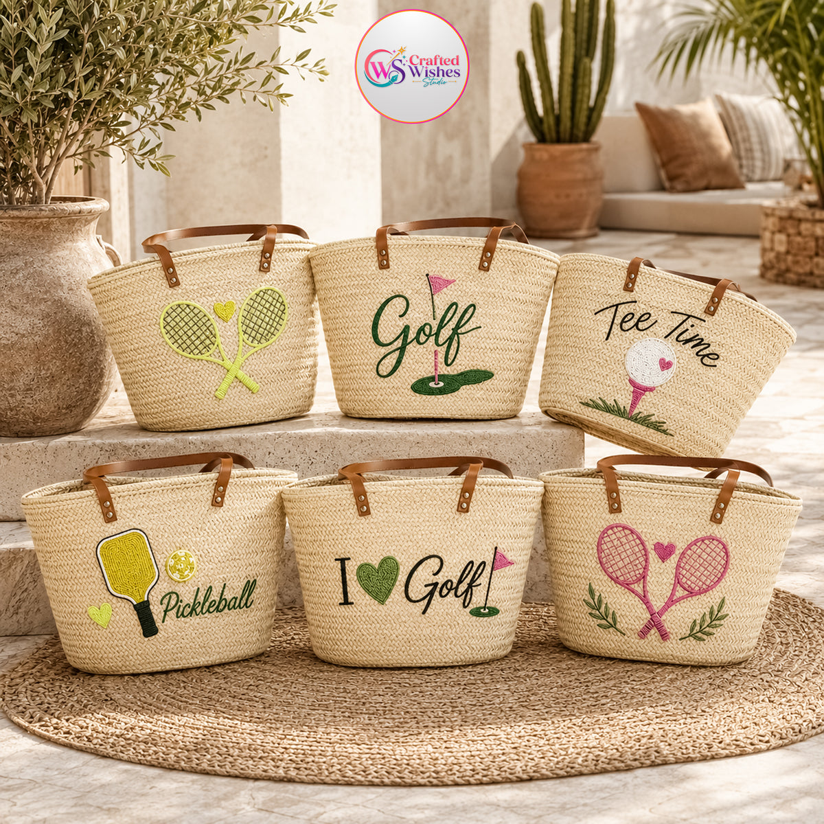 Personalized Embroidered Straw Tote Bag | Custom Name Beach & Bridesmaid Bag