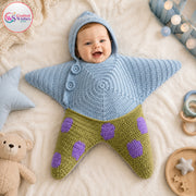 Personalized Star Baby Swaddle, Custom Baby Star Cocoon, Hooded Newborn Wrap, Crochet Knit Baby Romper Sleep Sack, Baby Shower Gift