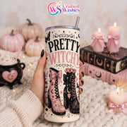 Pretty Witchy 20oz Skinny Tumbler Wrap PNG, Pink Halloween Sublimation Design, Spooky Season Digital Download