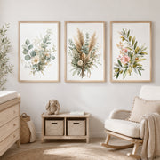 Sage Green Botanical Wall Art Set of 3 | Watercolor Floral Printable Decor