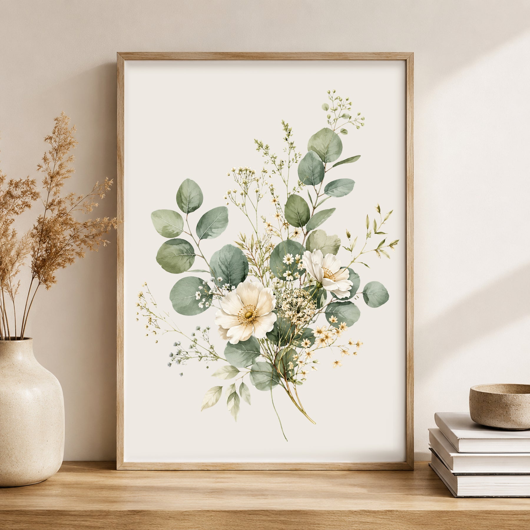 Sage Green Botanical Wall Art Set of 3 | Watercolor Floral Printable Decor
