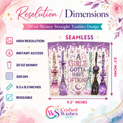 Witchy Halloween Tumbler Wrap PNG, 20oz Skinny Sublimation Design, Purple Broom Coffee Digital Download