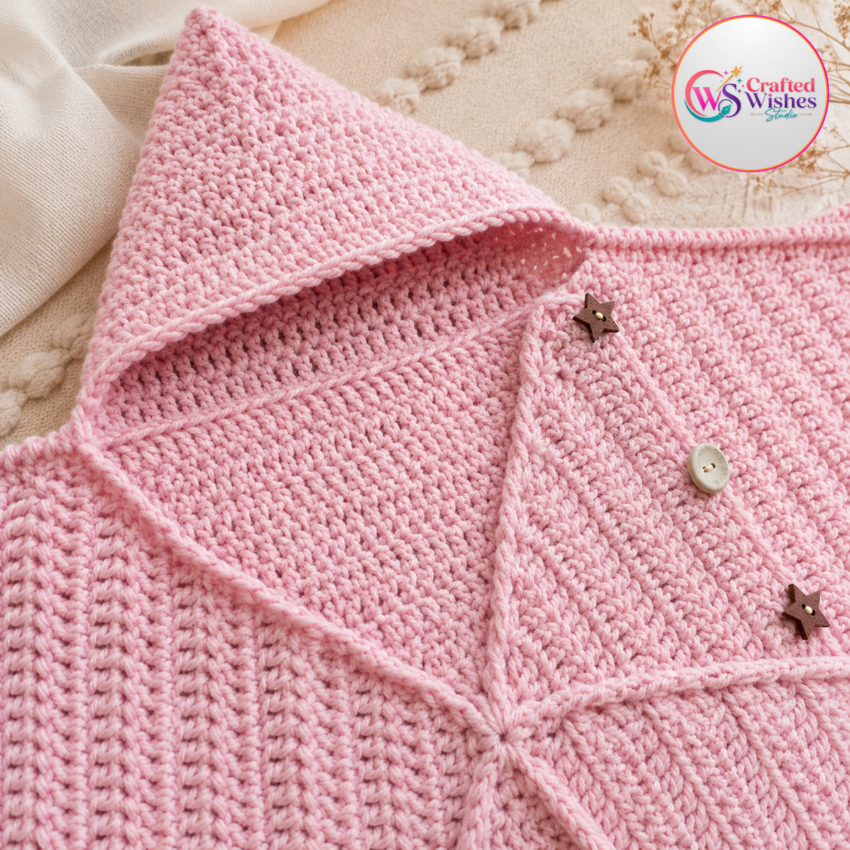 Crochet Baby Star Cocoon | Handmade Hooded Newborn Wrap